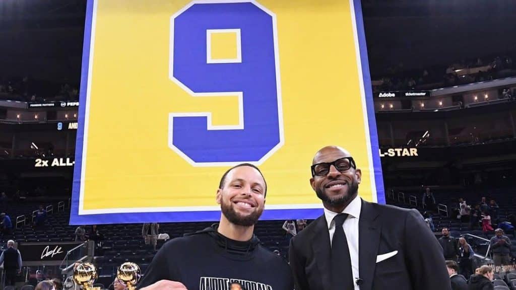 Warriors retired Andre Iguodala No. 9 jersey at Chase Center vs. Mavericks