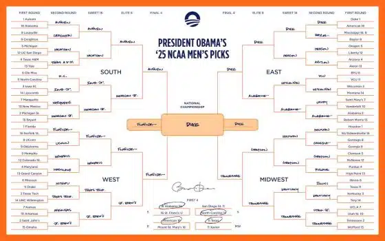 Former President Barack Obama Makes March Madness Picks